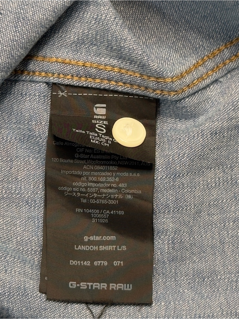 G-Star RAW Landoh Denim Shirt Slim Fit Light Blue Western Snap Men’s Size SMALL - Picture 5 of 10